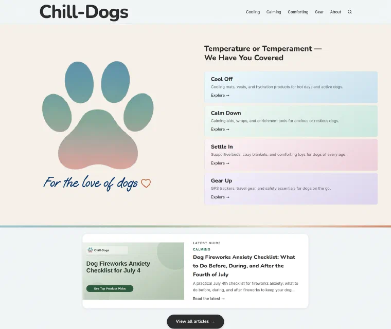 The chill-dogs.com home page