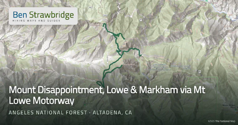 Mount Disappointment, Lowe & Markham via Mt Lowe Motorway trail map